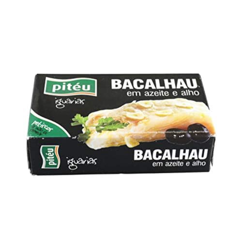 Delicioso bacalao portugués enlatado en aceite de oliva y ajo 120 g