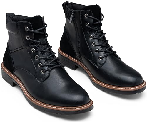 Men's Boots Casual Leather Motorcycle Dress Boots for Men Side Zipper2