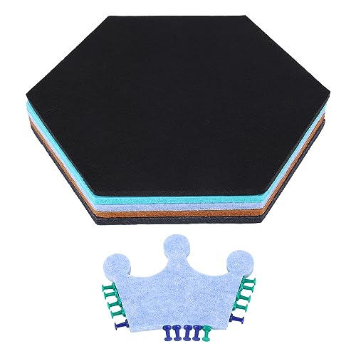 HOSEONFN para tableros de corcho hexagonales, colores surtidos, autoadhesivo, sin taladro, chinchetas incluidas, para decoración de paredes, tablero de notas, tablón de anuncios