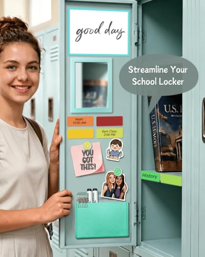 Image of Mymazn Locker Accessories Kit Magnetic Mirror for School Locker Mint Blue