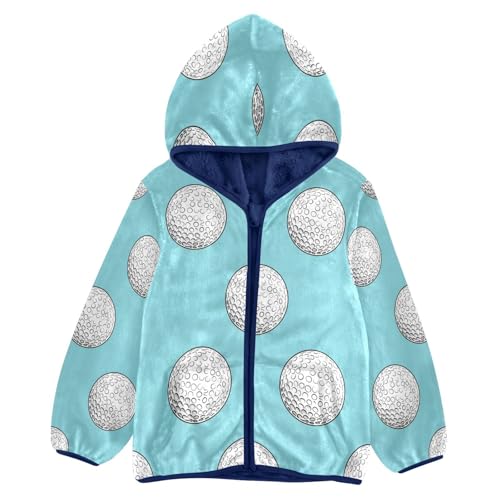 Golf Balls on Blue Toddler Fleece Jacket Girl Boys Hooded Fleece Jacket Coat Warm Outwear Zip-up 3-10T