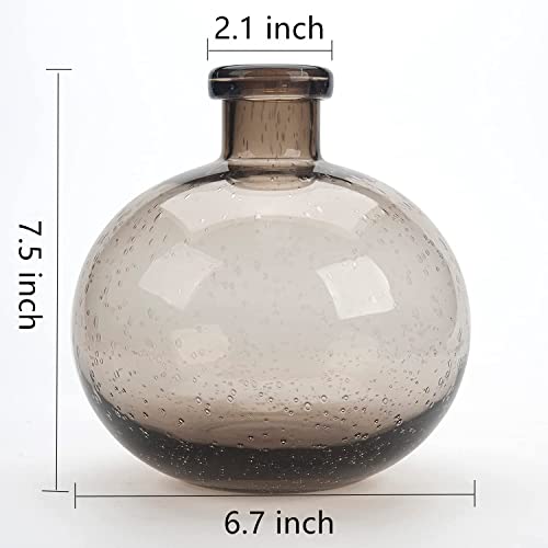 Dokot Glass Vase For Decor, Clear Vase For Minimalist Decor, Bubble Glass Vase For Modern Home Decor, Nordic Vase For Living Room, Shelf, Table, Bookshelf, Mantel And Entryway, Light Brown #TOP1