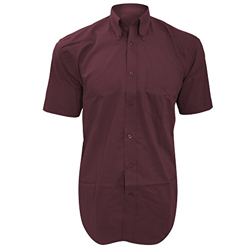 Kustom Kit Mens Short Sleeve Corporate Oxford Shirt (15.5inch) (Burgundy)