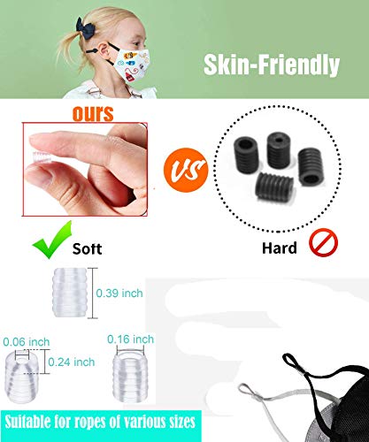 120 Pcs Cord Locks Silicone Toggles Elastic Cord Adjuster Non Slip Stopper Adjustable Lanyard Buckle Barrel Connectors For Drawstrings (Transparent),With 2 Pcs U-Clips #TOP5