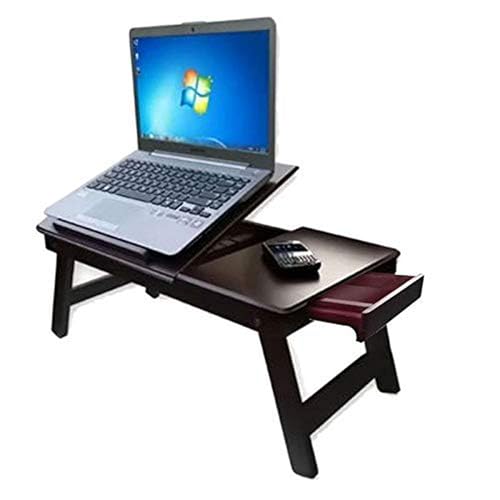 Image of Wooden Finish Standard Multi-Purpose Foldable Portable Bed Table (Brown), 53 cm , 30 cm