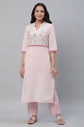 Image of Aurelia Women's Cotton Regular Fit Casual Floral Regular Work Utility Kurta
