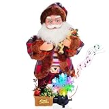 Singing Dancing Santa Claus Figure - Standing Animated Santa Claus Figurine with Bobbing Head, Musical Light-Up Decoration with Embracing Hands, Rotating Snowflakes and LED Effects for Home Decor