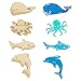 Wood Cutouts - 24-Pack Unfinished Wooden Cutouts, Octopus, Shark, Whale, Dolphin Shapes for DIY Arts and Crafts Projects, Decorations, Ornaments, 6 of Each