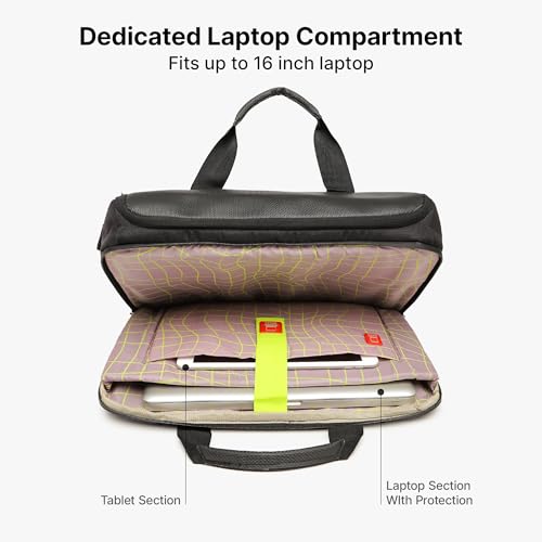 Image of uppercase 14L Omega 03 Professional Laptop Messenger Bag | up to 15.6''| 3x More Water Resistant| Tablet Compartment| Multiple Organisers| Office Bag for Men & Women (Black)