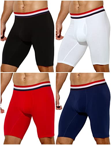 Casey Kevin Boxershorts Herren Lang | 95% Baumwolle | 4er Pack | Unterhosen Männer Lang