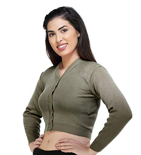 Image of Women Winter Wear V-Neck Full Sleeves Regular Fit Woollen Blouse