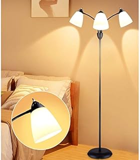 Depuley 3-Light Floor Lamp, Modern LED Standing Floor Lights with E27 Bulbs Base, Adjustable Reading Light for Bedroom, Living Room, Library, Office, Matt Black(Bulb Not Include)