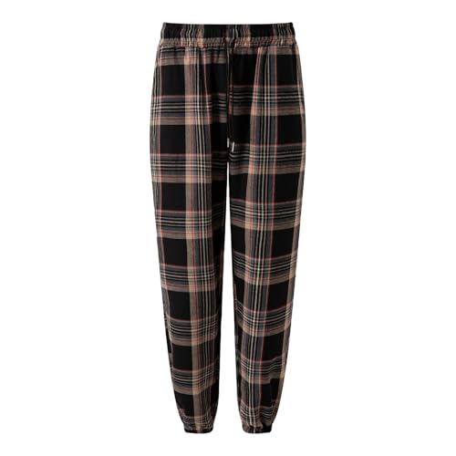 Pajama Pants Men Soft Comfort Drawstring Plaid Pj Pants Loose Fit Comfortable Elastic Flannel Pj Bottoms With Pockets