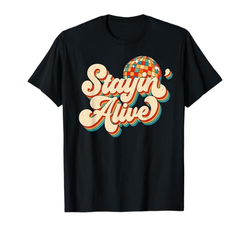 Stayin' Alive Bridesmaid Bride 80s Disco Bachelorette Party T-Shirt