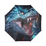 DDDIYEU Iguane Bleu Cool Automatiques Parapluie de Voyage Coupe Vent Protection Solaire UPF 50+ Compact Parapluies Idéal pour Filles
