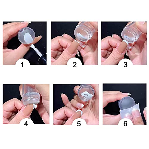 6 Pcs French Tip Nail Art Stamper Clear Silicone Nail Stamp Jelly With Nail Scrapers And Replaceable Stamper Heads Soft Nail Stamping Kit Diy Nail Art Tools For Women Christmas Gifl #TOP5