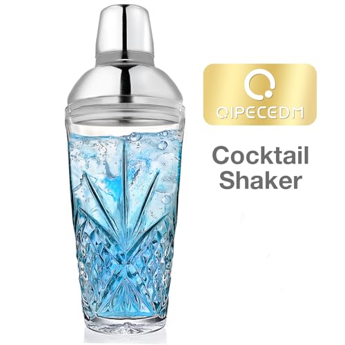 Qipecedm Cocktail Shaker, 17oz Glass Martini Shaker, Drink Shakers Built-in Strainer, Professional Margarita Mixer, Glass Shaker Set for Cocktails, Whiskey, Martini, Bars, Bartender Kit Gifts - Thumbnail 6