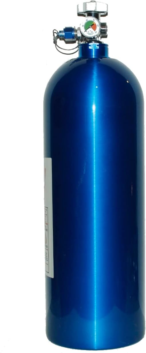 20LB Bottle | Cold Fusion Nitrous | Nitrous Bottle with High Flow Valve, Gauge and 8AN Blow Off Fitting with cap
