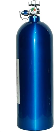 Miniatura 4 de Botella de 10 libras Cold Fusion Nitrous Botella nitrosa de 10 libras con válvula de alto flujo, calibre y accesorio de soplado 8AN con tapa.