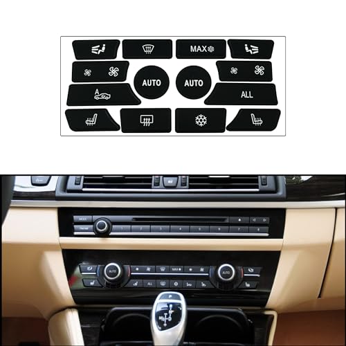 Image of Climate Control Button Decals Kit for BMW 5 Series F10 2009-2015 (520i /528i /535i) - AC & Dashboard Stickers