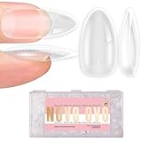 NOVO OVO Extra Thick Medium Almond 極厚アーモンドネイルチップ プレスオン ナチュラルカーブ ミディアムソークオフ ソフトジェルフェイクネイルエクステンション フルカバー マットキューティクルフェイクネイル アクリルフレンチ用 サロンDIY x 14サイズ 336個 [並行輸入品]