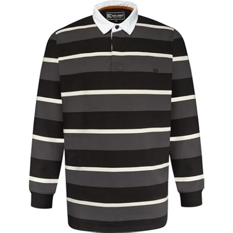 Long Sleeve Striped Rugby Polo Shirt XXL-8XL Cover