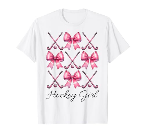 Hockey Girl Hockey su prato Ragazza Coquette Bow Maglietta