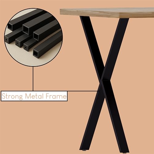 Vida Designs 4 Seater Dining Table With X Shaped Black Metal Legs, Industrial Style Rectangle Kitchen/Dining Room Furniture (Oak) - Image 6