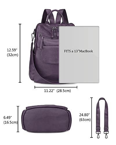 Image of Uromee Backpack Purse for Women Vegan Leather Ladies Fashion Travel Shoulder Bag Convertible