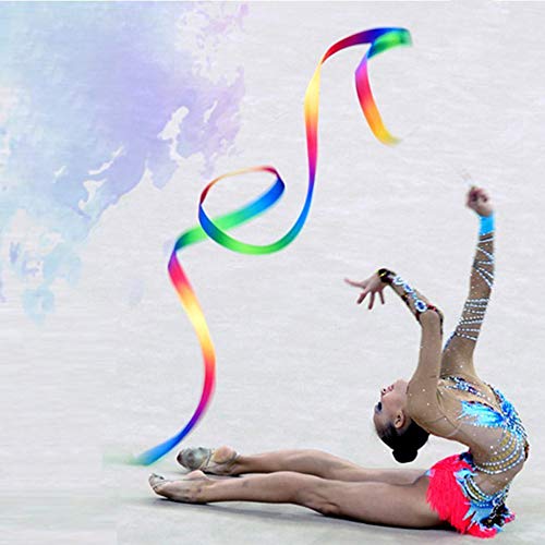 Ceqiny 6 stks Dans Linten met Wand 2 Meter Ritmische Gymnastiek Lint Regenboog Streamers Dance Streamer Ritme Sticks Art… - Image 5
