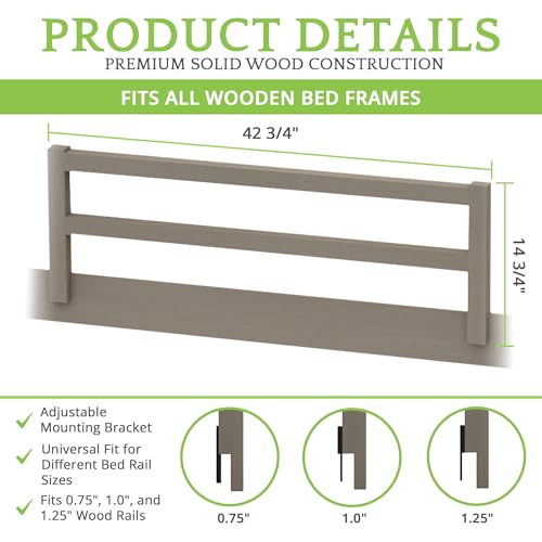 Image of Safety Guard Rail for Baby, Kids, and Children - Solid Wood Safety Bed Rail for Toddlers - Easy Installation - Premium Protection for Bunk, Twin, Full, Queen and King Size Beds - (Cloud - Westwood)