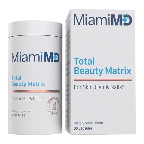 MiamiMD Total Beauty Matrix Collagen Supplements for Women - Collagen Capsules with Vitamin C for Hair, Skin and Nails - Cruelty Free - 60 Capsules Cover