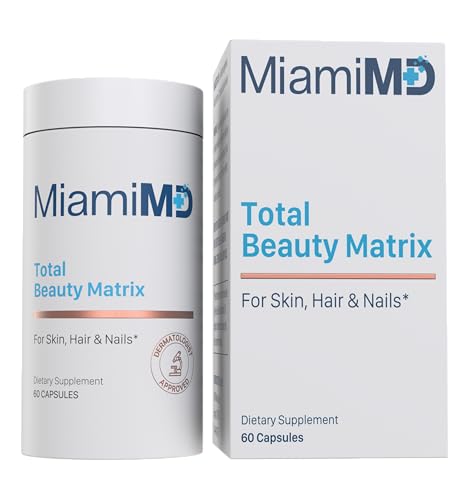 MiamiMD Total Beauty Matrix Collagen Supplements for Women - Collagen Capsules with Vitamin C for Hair Skin and Nails - Cruelty Free - 60 Capsules