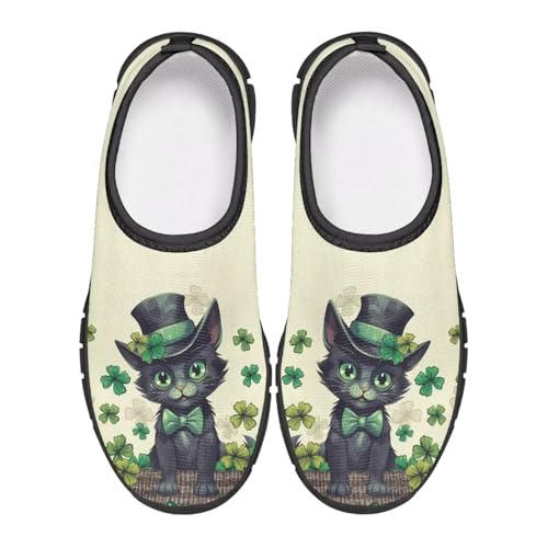 Doojoayie St Patrick's Day Gifts for Boys Cat Shoes Slip On Sneakers Kids Size 12.5 Breathable Summer Tennis Shoes for School Girls Fancy Athletic Bowling Shoes Non Slip