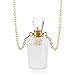 RIAH FASHION Gemstone Crystal Perfume Bottle Diffuser Necklace - Aromatherapy Essential Oil Travel Locket Pendant Charm Fragrance Carrier Flask Chain (Quartz Bottle - Classic White)