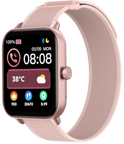 TOOBUR Reloj Inteligente Mujer con Alexa, 1.8' smartwatch Deportivo con 100 Deportes, Recibir y Contestar Llamadas, Podómetro y pulsómetro, IP68 Impermeable Nadar, Compatible con Android iOS