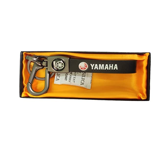 Teczest Key Chain for Yamaha Car Bike Black Leather Keychain Key Ring with Hook (Yamaha