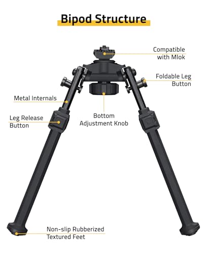 Image of CVLIFE Bipod Compatible with M-Rail Bipod Sturdy 7.8-10.6 inch for Outdoors