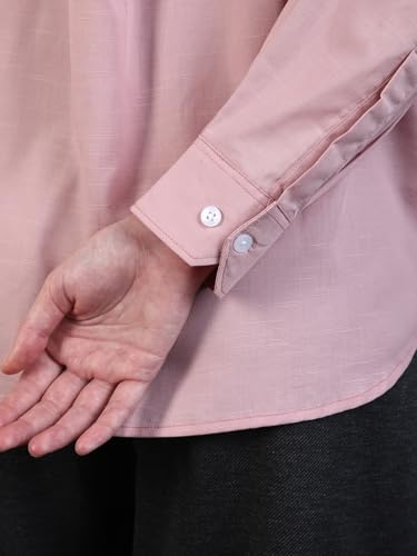 Image of Urbano Fashion Women's Cotton Full Sleeve Oversized Fit Casual Solid Slub Shirt with Spread Collar