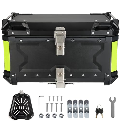 MOCOERL Top Box da Moto, 45 l, wasserdicht, per Motorrad, per Casco, Bagagli, Con serratura di sicurezza, bauletto, Con supporto posteriore e piastra di Base (WX-H65)