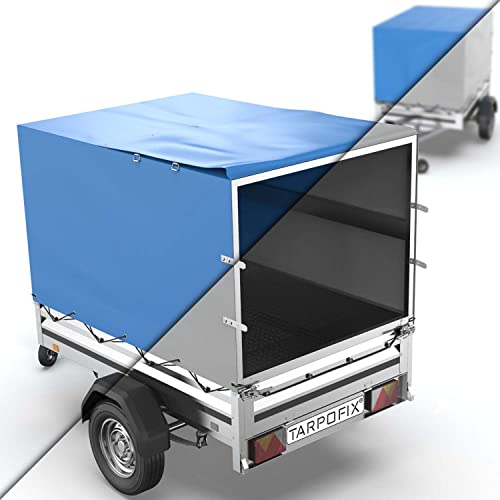 Tarpofix® Telo impermeabile alto 208 x 114 x 90 cm incl. corda per teloni - Telone occhiellato impermeabile in robusto materiale in PVC - Telone pvc per vari modelli di rimorchio per auto da 750kg