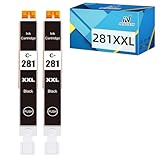 281xxl BK Compatible Ink Cartridges Replacement for Canon CLI-281 XXL Work with Pixma TS6120 TS8120 TR7520 TR8520 TS9120 TS6220 TS8220 TS9520 TS9521C TS702 (Black, 2-Pack)