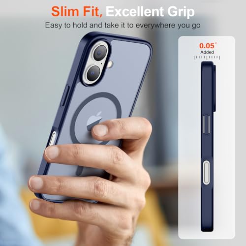 Image of SUPFINE Magnetic for iPhone 17 Case (Compatible with MagSafe)(Military Grade Drop Protection) Translucent Matte Shockproof with Anti-Fingerprint Phone Cover 2025,Navy Blue