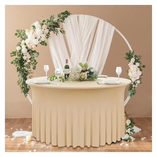 Housse de table ronde champagne 5FT en élasthanne extensible pour banquet