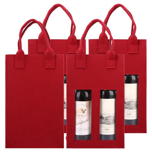 Sac cadeau pour bouteille de vin avec fenêtre lot de 4 pour Noël
