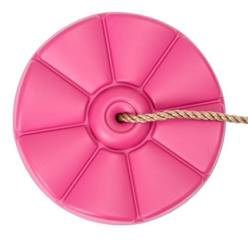 TRIBECCO Schaukel Ø 31 Blume Schaukelrad Schaukelteller Spielplatz Schaukelsitz Anti-Rutsch-Kunststoff rund mit Verstellbarer Seilaufhängung Kinderschaukel - belastbar bis 50 kg (Pink)