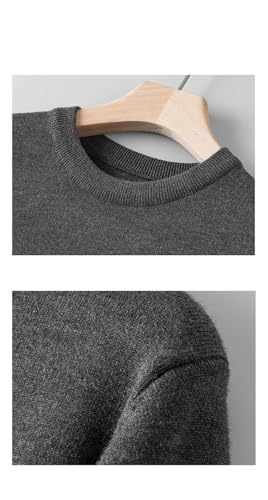 Mens Pullover Sweater Solid Color Round Neck Inner Base Layer Long Sleeve Warm Casual Sweater3