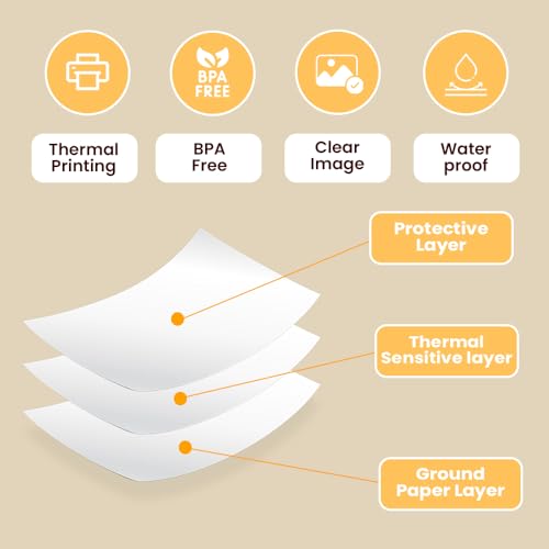 Image of Seznik Sticky Adhesive 2 Inch Thermal Paper Rolls, Continuous 57mm Width Paper for Mini Thermal Printers (ExclusiveColor-57mm Width-Continuous Sticky Roll-Pack of 6)