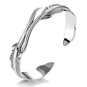 Chiyyak Zilveren sieraden in vintage-stijl, Hope zilveren veerarmband armband Hope Angel verstelbare openingsarmband