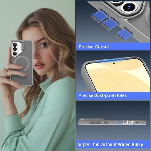 Image of DIZORO Compatible with Samsung Galaxy S26 5g Case, Compatible with Wireless Charging, with Camera Stand, Military Grade Drop Tested,Translucent Hard Back Soft Edge Back Cover (Titanium Grey)